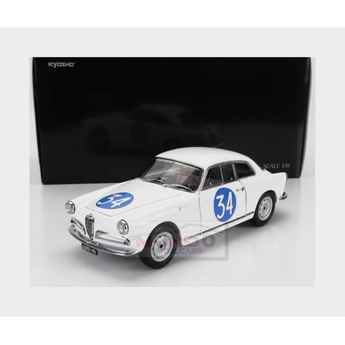 1:18 KYOSHO Alfa Romeo Giulietta Sv Sprint Veloce #34 Targa Florio 1960 "Emanuele" "Aldebaran" (Checco D'Angelo) White KY08957C