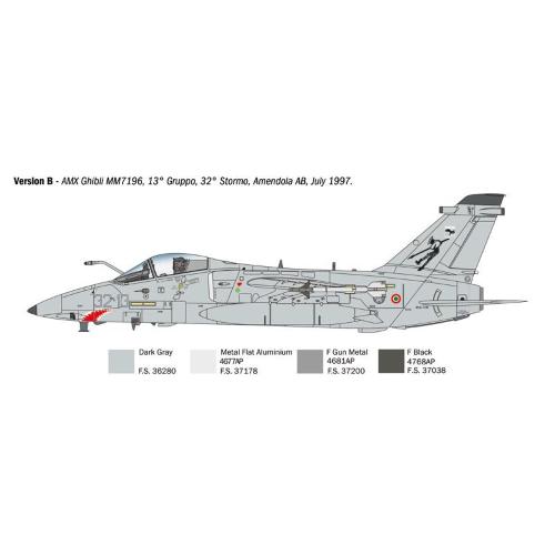 1:72 ITALERI Embraer Amx Ghibli Military Airplane 1985 Kit IT1460