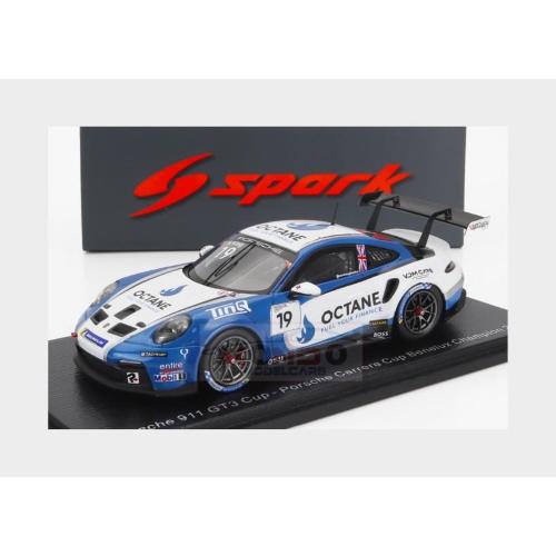 1:43 SPARK Porsche 911 991-2 Gt3 Octani #19 Champion Benelux Porsche Carrera Cup Season 2022 H.King Black Blue White S5234