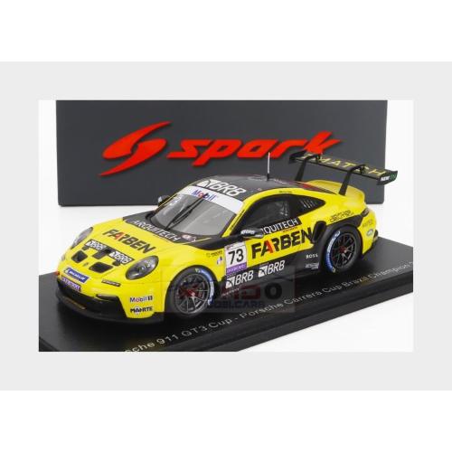 1:43 SPARK Porsche 911 991-2 Gt3 Team Farben #73 Champion Brazilian Porsche Carrera Cup Season 2022 E.Elias Yellow Black S5235