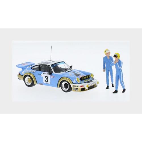 1:43 IXO Porsche 911 Sc 3.0L Gitanes (Night Version) #3 Winner Rally Montecarlo 1978 With Figure Jean Pierre Nicolas Vincente Laverne Blue White SPRM001-78