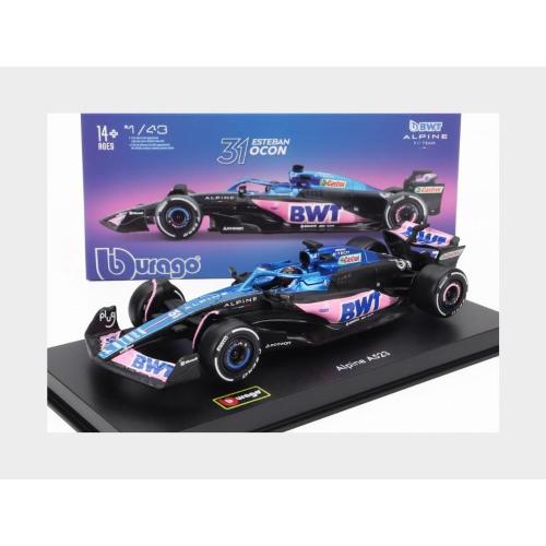 1:43 BURAGO Renault F1 A523 Team Bwt Alpine F1 #31 Season 2023 Esteban Ocon Con Pilota E Vetrina With Pilot And Showcase Blue Black Pink BU38073-OCON