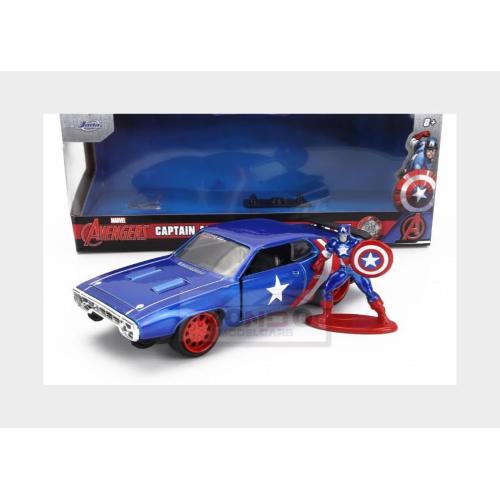 1:32 JADA Plymouth Gtx With Captain America Figure 1972 Blue Red White 253223024