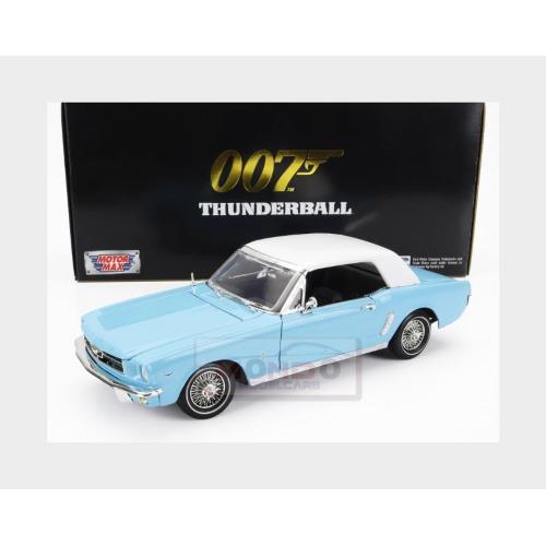 1:18 MOTORMAX Ford Usa Mustang Convertible Spider 1967 007 James Bond Thunderball Operazione Tuono Light Blue White MTM79834