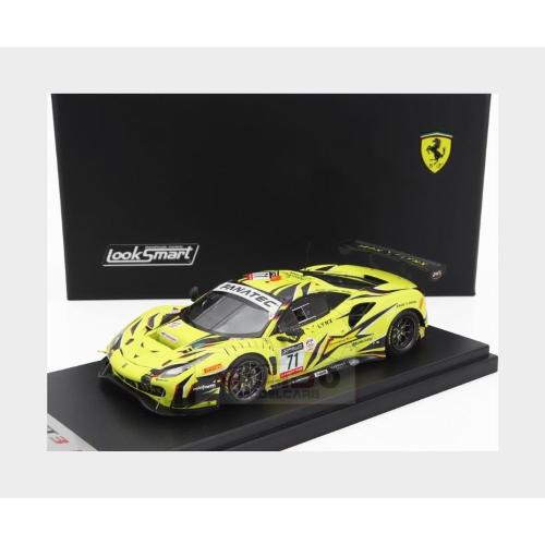 1:43 LOOKSMART Ferrari 488 Gt3 Evo 3.9L Turbo V8 Team Iron Lynx #71 3Rd 24H Spa 2022 Antonio Fuoco Davide Rigon Daniel Serra Yellow Black LSRC150
