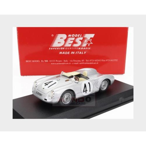 1:43 BEST Porsche 550Rs Spider Team Porsche K.G. #41 12H Sebring 1958 Harry Schell Wolfang Seidel Silver BE9850
