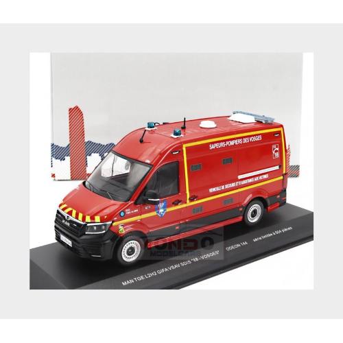 1:43 ODEON Man Tge L2H2 Gifa Vsav Sdis 88 Vosges Vehicule De Secours Et D'Assistance Aux Victimes Sapeurs Pompiers 2020 Red Yellow Black ODEON144