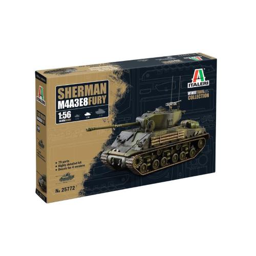 1:56 ITALERI Tank M4A3E8 Sherman Miltary 1945 Kit IT25772