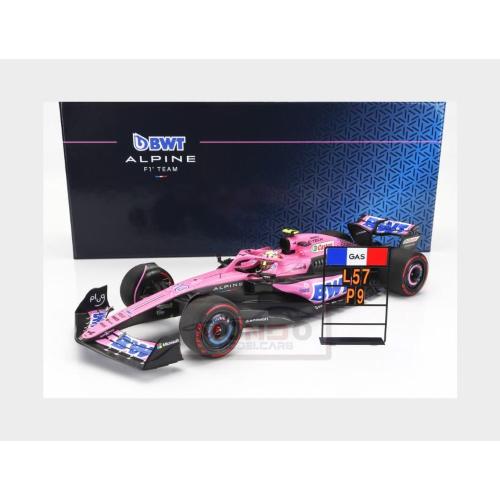 1:18 MINICHAMPS Renault F1 A523 Team Bwt Alpine #10 9Th Bahrain Gp With Pit Board 2023 Pierre Gasly Pink Black Blue 147230110