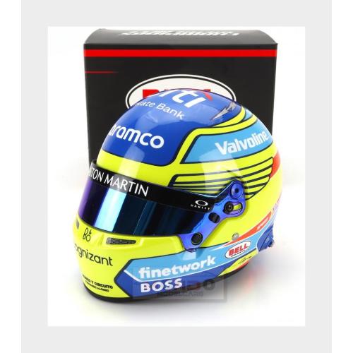 1:2 MINI HELMET Bell Helmet Casco Helmet F1 Fernando Alonso Team Aston Martin Aramco Cognizant #14 Season 2024 Yellow Blue MH4100308