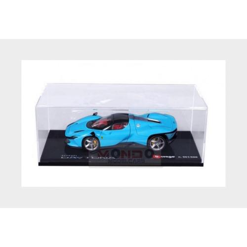 1:18 BURAGO Ferrari Daytona Sp3 Closed Roof 2022 Con Vetrina With Showcase Medium Blue BU16920BL-VET