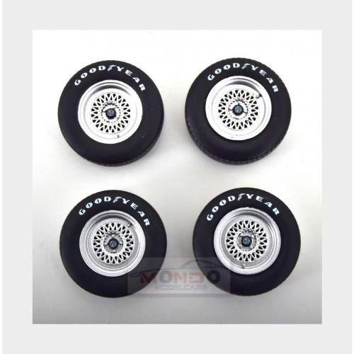 1:18 KK SCALE Accessories Set 4X Wheels And Rims For Esprit Turbo 1981 Black Silver KKDCACC046