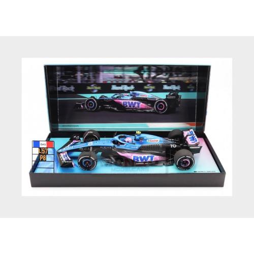 1:18 MINICHAMPS Renault F1 A523 Team Bwt Alpine #10 8Th Miami Gp With Pit Board 2023 Pierre Gasly Blue Black Pink 147230310