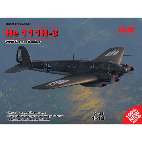 1:48 ICM KIT He 111H-3 Wwii German Bomber ICM48261