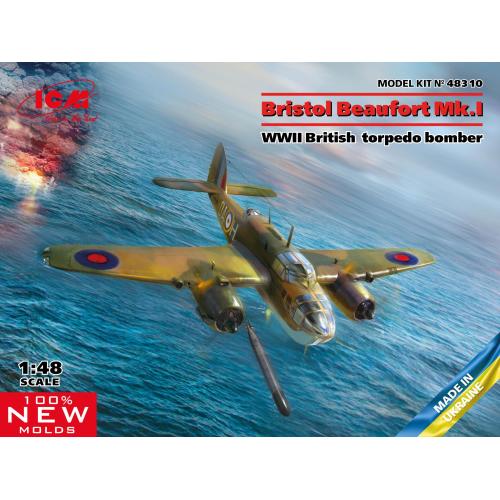 1:48 ICM KIT Bristol Beaufort Mk.I Wwii British Torpedo-Bomber ICM48310