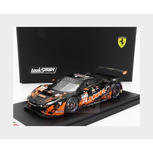 1:43 LOOKSMART Ferrari 488 Gte Evo 3.9L Turbo V8 Team Kessel Racing #74 24H Le Mans 2023 Kei Cozzolino Yorikatsu Tsujiko Naoki Yokomizo Black Orange LSLM167