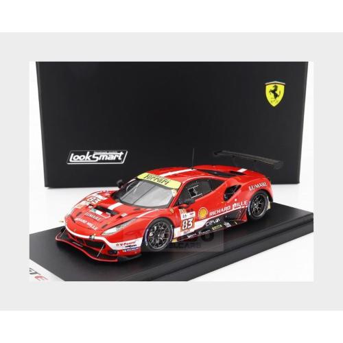 1:43 LOOKSMART Ferrari 488 Gte Evo 3.9L Turbo V8 Team Richard Mille Af Corse #83 24H Le Mans 2023 Luis Perez Companc Alessio Rovera Lilou Wadoux Red LSLM168
