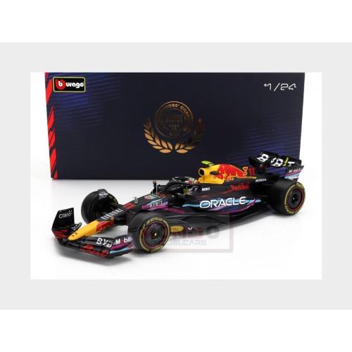 1:24 BURAGO Red Bull F1 Rb19 Team Oracle Red Bull Racing #11 2Nd Miami Gp 2023 Sergio Perez With Pilot And Showcase Matt Blue BU28030-P-MIAMI