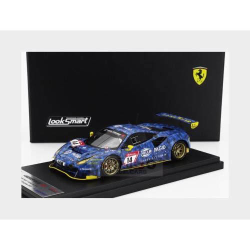1:43 LOOKSMART Ferrari 488 Gt3 Evo 3.9L Turbo V8 Hella Pagid Racing One Team #14 24H Nurburgring 2021 Christian Kohlhaas Stephan Kohler Mike Jager Norbert Schneider Blue LSRC096