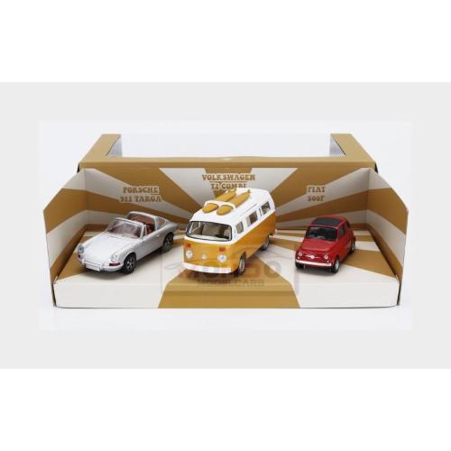 1:43 NOREV Porsche Set 3X Jet-Car 911 Targa Spider 1969 Fiat 500 1965 Volkswagen T2B Camper Van 1962 Various NV841104