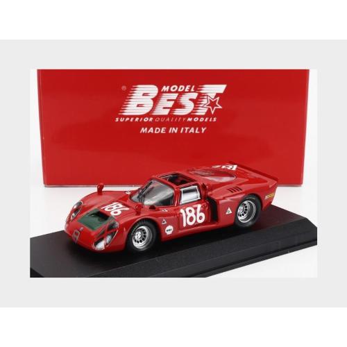 1:43 BEST Alfa Romeo 33.2 Team Autodelta Spa #180 Targa Florio 1968 Ignazio Ginti Nanni Galli Red BE9422-2