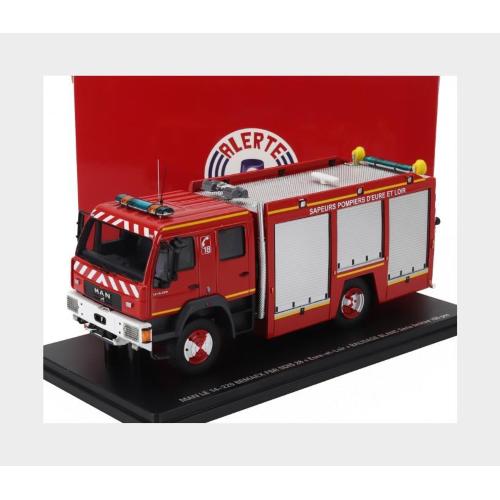 1:43 ALERTE Man Le 14.220 Tanker Truck Double Cabine Bemaex Fsr Sdis 28 Sapeurs Pompiers D'Eure Et Loir 2004 Red Grey ALERTE0149A