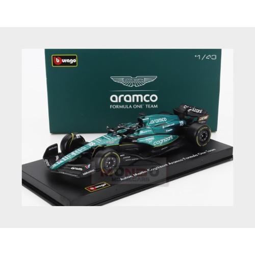 1:43 BURAGO Aston Martin F1 Amr23 Team Aramco Cognizant #18 Season 2023 Lance Stroll With Pilot And Showcase Green BU38091-S