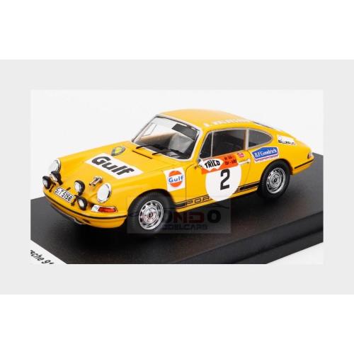 1:43 TROFEU Porsche 911S Coupe (Night Version) #2 Winner Rally Swedish 1970 Bjorn Waldegaard Lars Helmer Yellow TRFDSN237