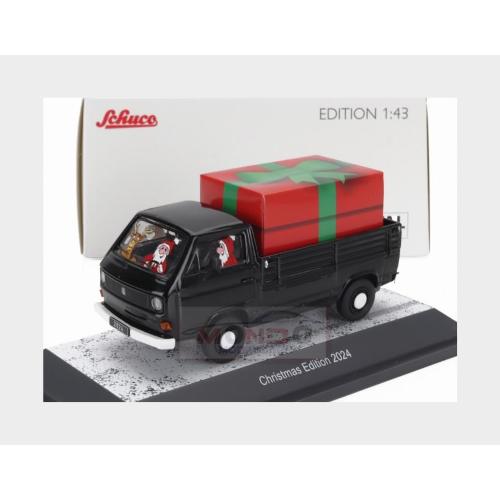 1:43 SCHUCO Volkswagen T3A Pick-Up With Piccolo Bulldog Present 1978 Black 450376300