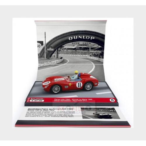 1:43 BRUMM Ferrari 250Tr Testarossa 3.0L V12 Spider Team Scuderia Ferrari Spa #11 Winner 24H Le Mans 1960 With Olivier Gendebien Figure BMS2426