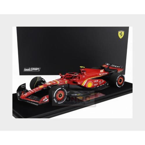 1:18 LOOKSMART Ferrari F1 Sf-24 Team Scuderia Ferrari #55 3Rd Bahrain Gp 2024 Carlos Sainz Con Vetrina With Showcase Red Black LS18F1056