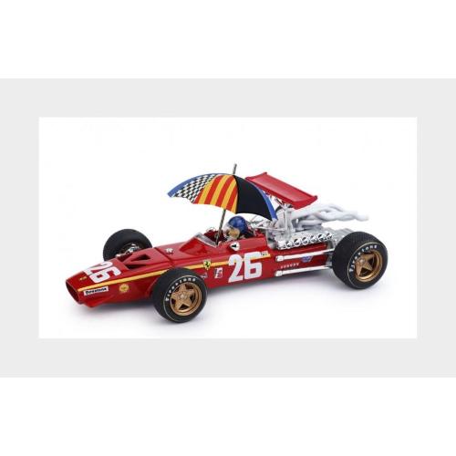 1:43 BRUMM Ferrari F1 312 #26 Winner France Gp 1968 Jacky Ickx With Pilot Figure And Umbrella Red White R171-CHU