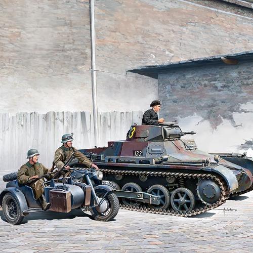1:35 ACADEMY German Panzer I Ausf.B & Motorcycle Kit AC13556