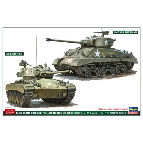 1:72 HASEGAWA M4A3E8 Sherman & M24 Chaffee 2 Kits In Box Kit HA30068