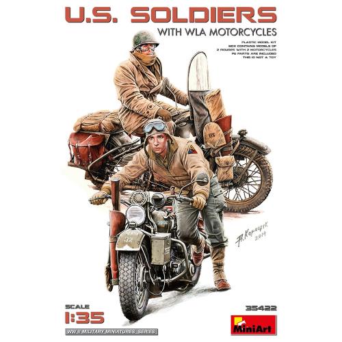 1:35 MINIART U.S. Soldiers W/ Wla Motorcycles Kit MA35422