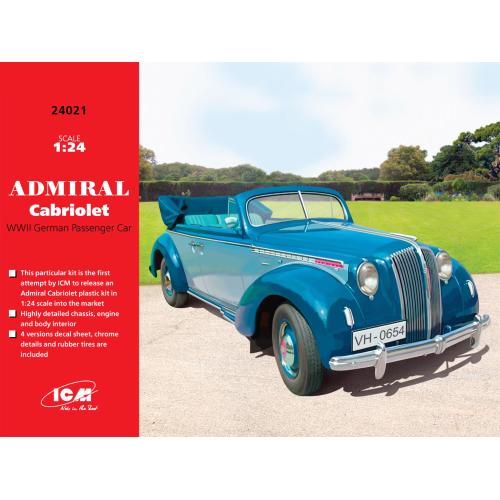 1:24 ICM KIT Admiral Cabriolet Wwii Ger. Passenger Car Kit ICM24021