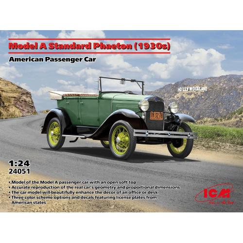1:24 ICM KIT Model A Standard Phaeton 1930Samerican Passenger Car Kit ICM24051