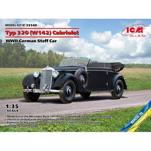 1:35 ICM KIT Typ 320 W142Cabriolet Wwii German Staff Car Kit ICM35540