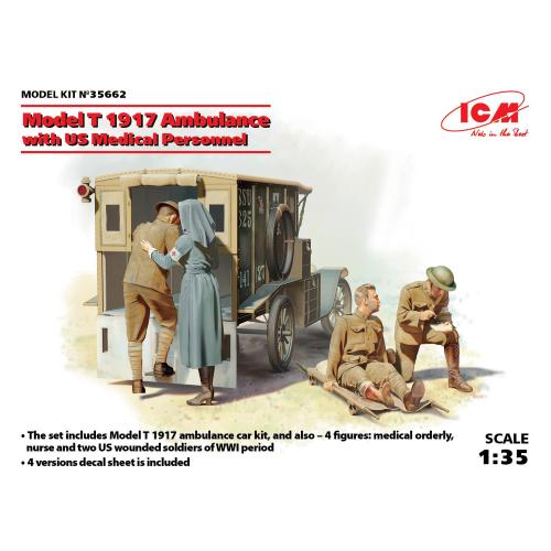 1:35 ICM KIT Model T 1917 Ambulance With Us Medical Personnel Kit ICM35662