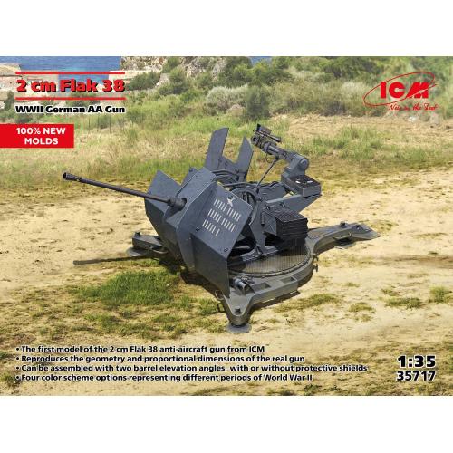 1:35 ICM KIT Flak 38 Wwii German Aa Gun Kit ICM35717