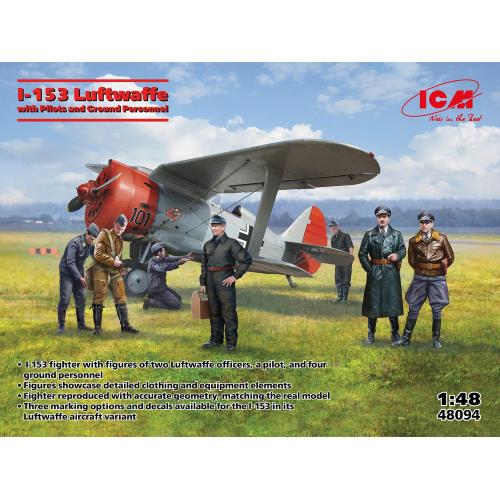 1:48 ICM KIT I-153 With Luftwaffe Pilots And Ground Personnel Kit ICM48094