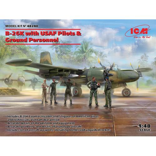 1:48 ICM KIT B-26K With Usaf Pilots & Ground Personnel Kit ICM48280