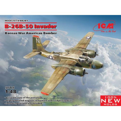 1:48 ICM KIT B-26B-50 Invader Korean War Amer. Bomber Kit ICM48281