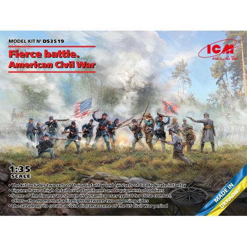 1:35 ICM KIT Fierce Battle. American Civil War Union Infantry Union Infantry. Set #2 Confederate Infantry Confederate Infantry. Set #2 Kit ICMDS3519