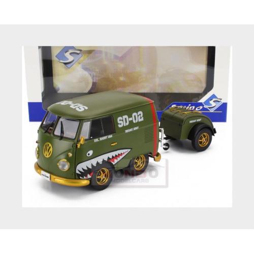1:18 SOLIDO Volkswagen T1 Van Kool Combi With Trailer 1950 Green SL1810901