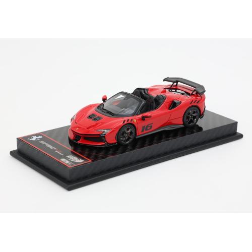 1:43 BBR Ferrari Sf90 Xx Spider Race #16 Rosso Corsa 322 E Base Carbonio BBRC286B16