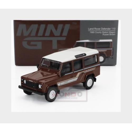 1:64 MINI-GT Land Rover Defender 110 Country Sw Station Wagon Lhd 1985 Brown White MGT00734-L