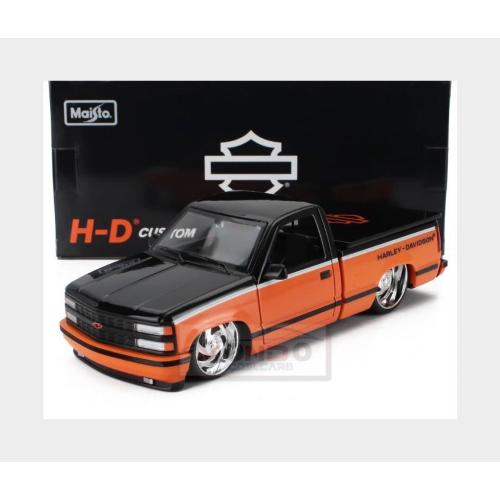 1:24 MAISTO Chevrolet 454 Ss Pick-Up Harley Davidson 1993 Orange Black MI32274