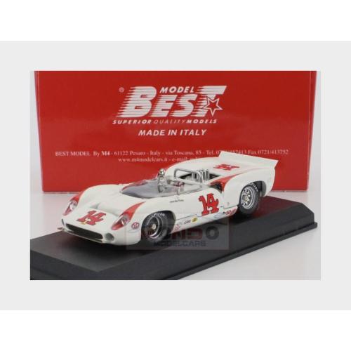1:43 BEST Lola T70 Mkiii Spider #14 Laguna Seca 1967 Bud Morley White Red BE9870