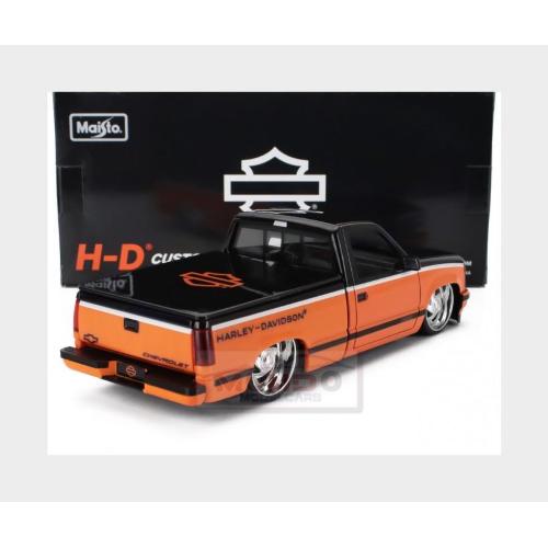 1:24 MAISTO Chevrolet 454 Ss Pick-Up Harley Davidson 1993 Orange Black MI32274